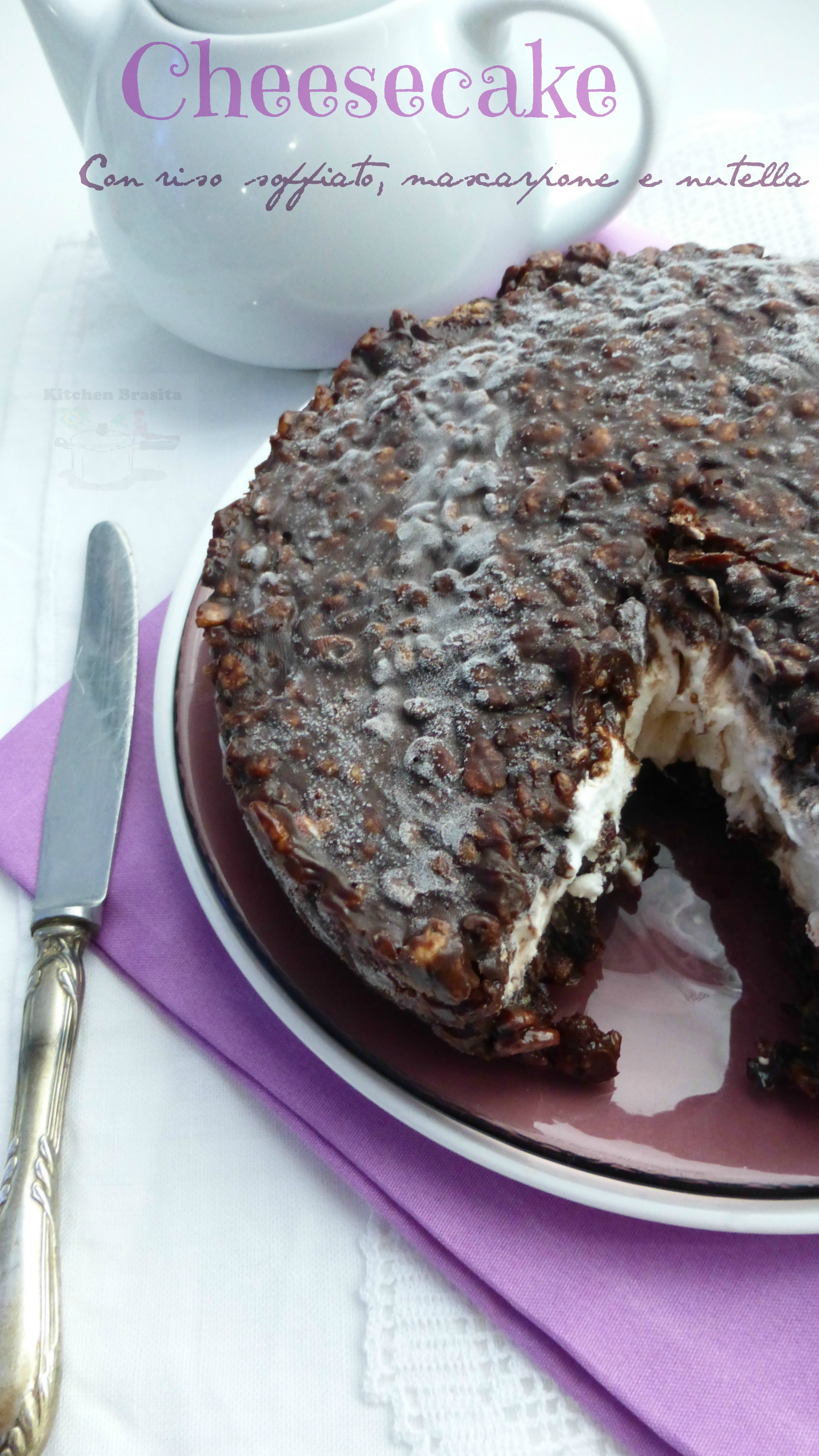 Cheesecake con riso soffiato, mascarpone e nutella