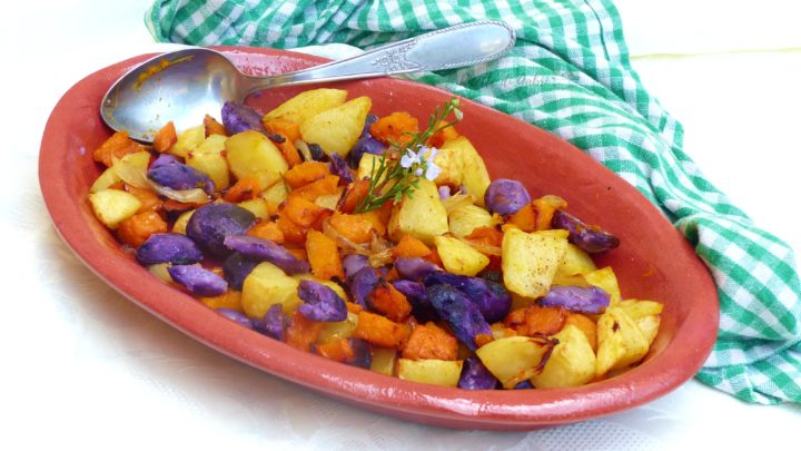 zucca e patate viola al forno contorno autunnale facile veloce ricette di gabri