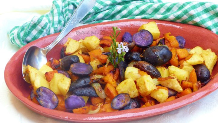ricetta verdure al forno zucca e patate viola contorno facile