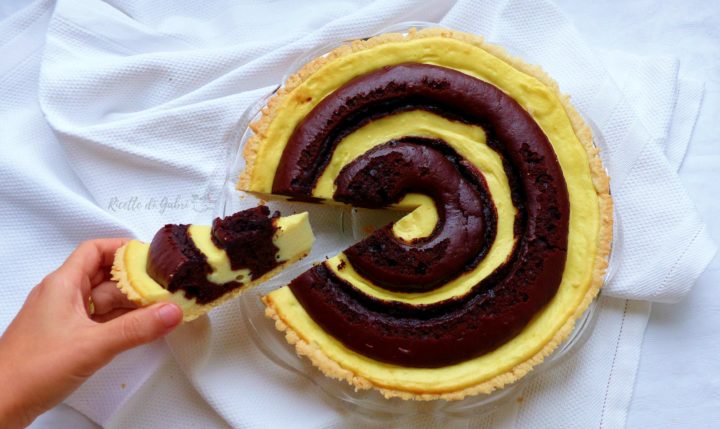 torta crostata di ricotta e cioccolato a spirale bicolore ricetta facile di gabri