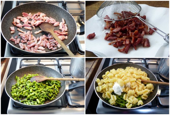 pasta veloce con asparagi pancetta e formaggio spalmabile philadelphia ricetta facile gabri