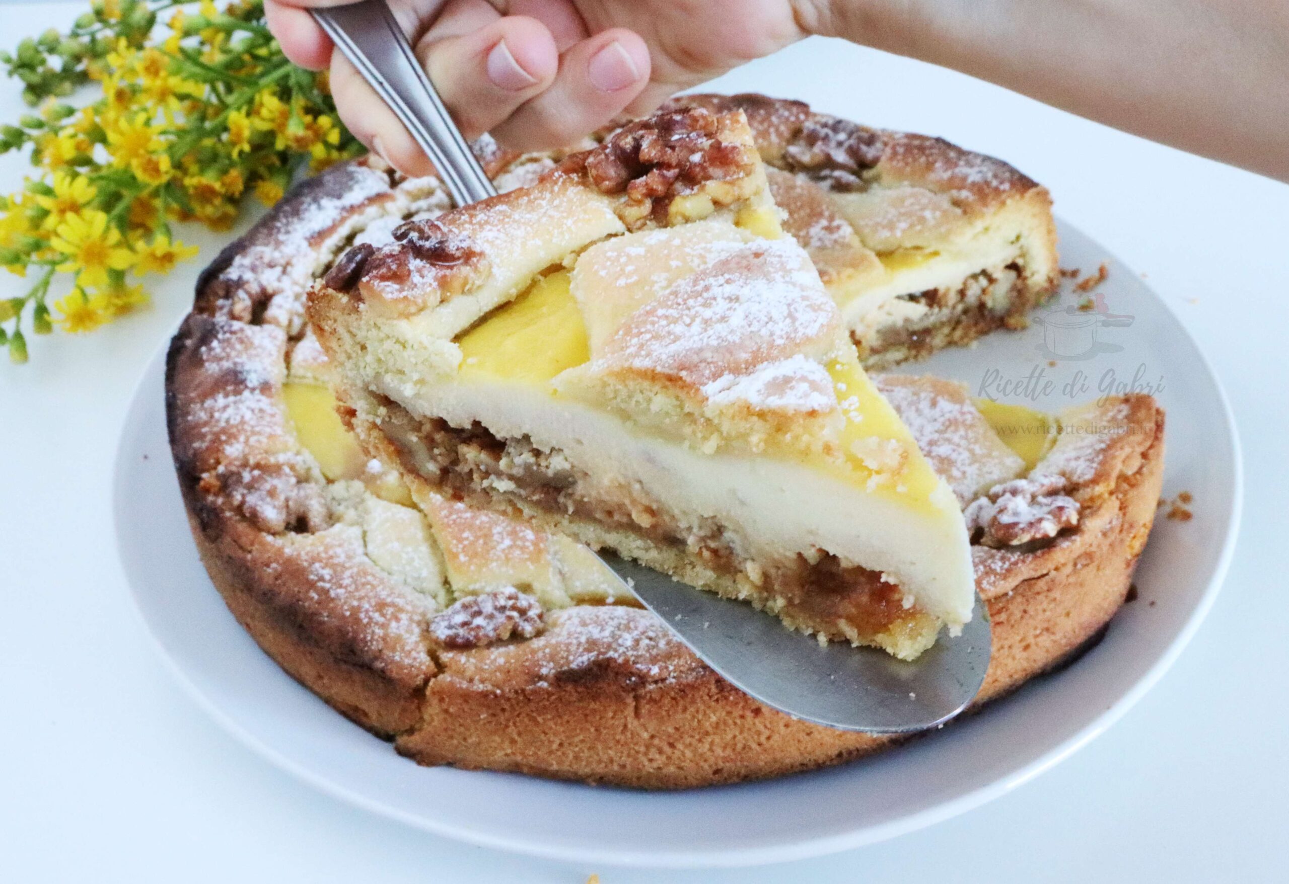 crostata ricotta noci e caramello salato ricetta dolci colazione gabri