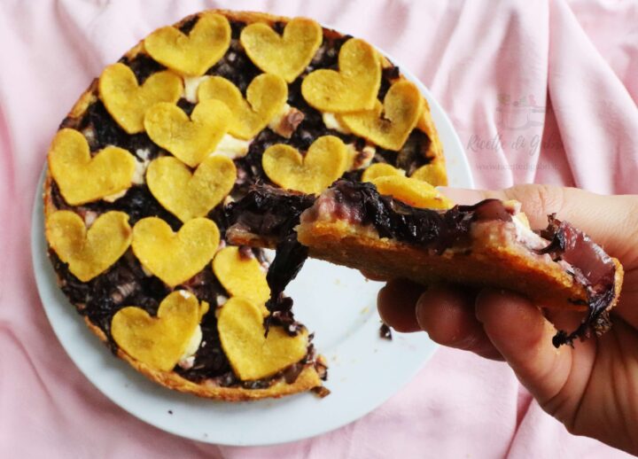 torta salata di polenta con radicchio ricetta facile senza glutine festa san valentino festa mamma gabri
