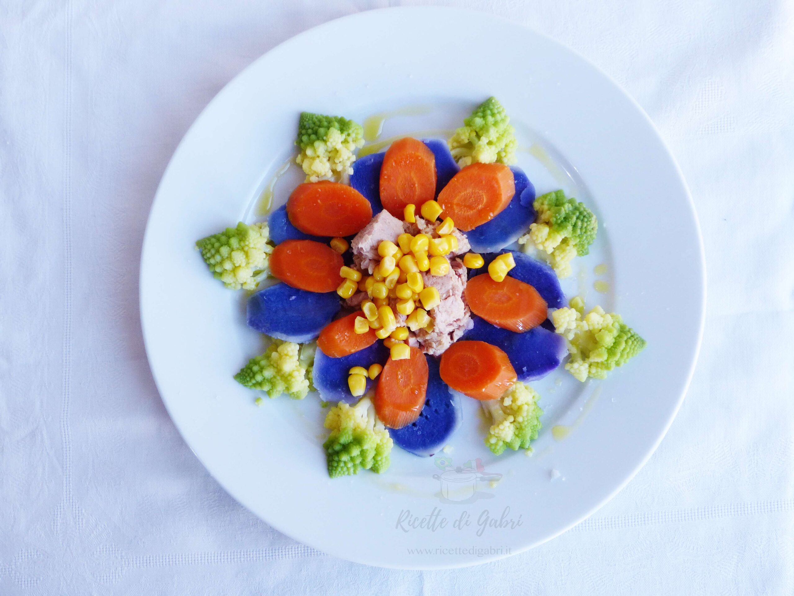 insalata di patate viola con tonno e broccoli romani salvacena gabri