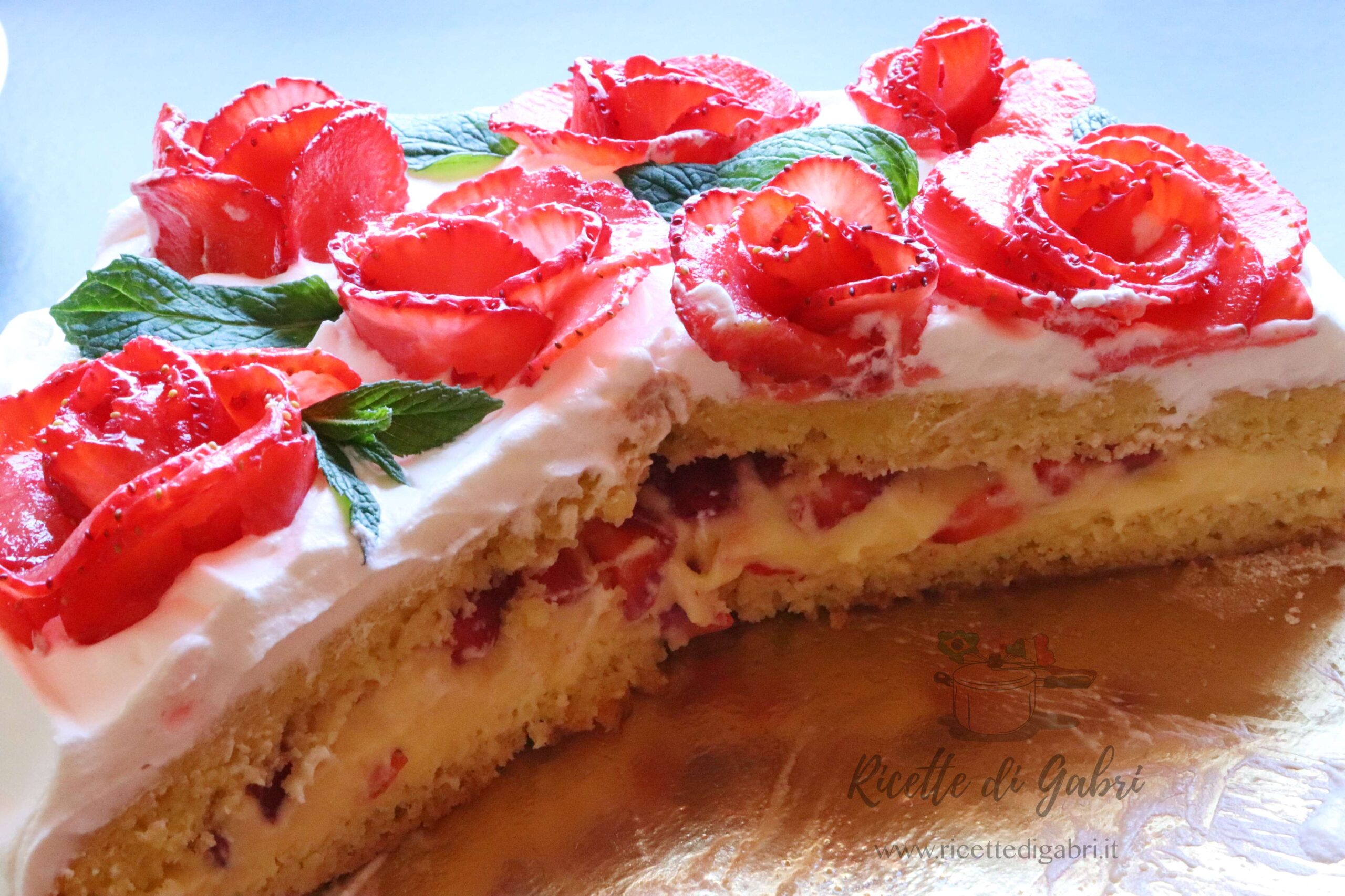torta con crema e fragole cotta in padella ricetta facile e veloce di gabri