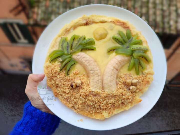 ricetta crostata pandoro crema e frutta idee riciclare pandoro gabri torta fredda crema e frutta fresca palme di kiwi e banana
