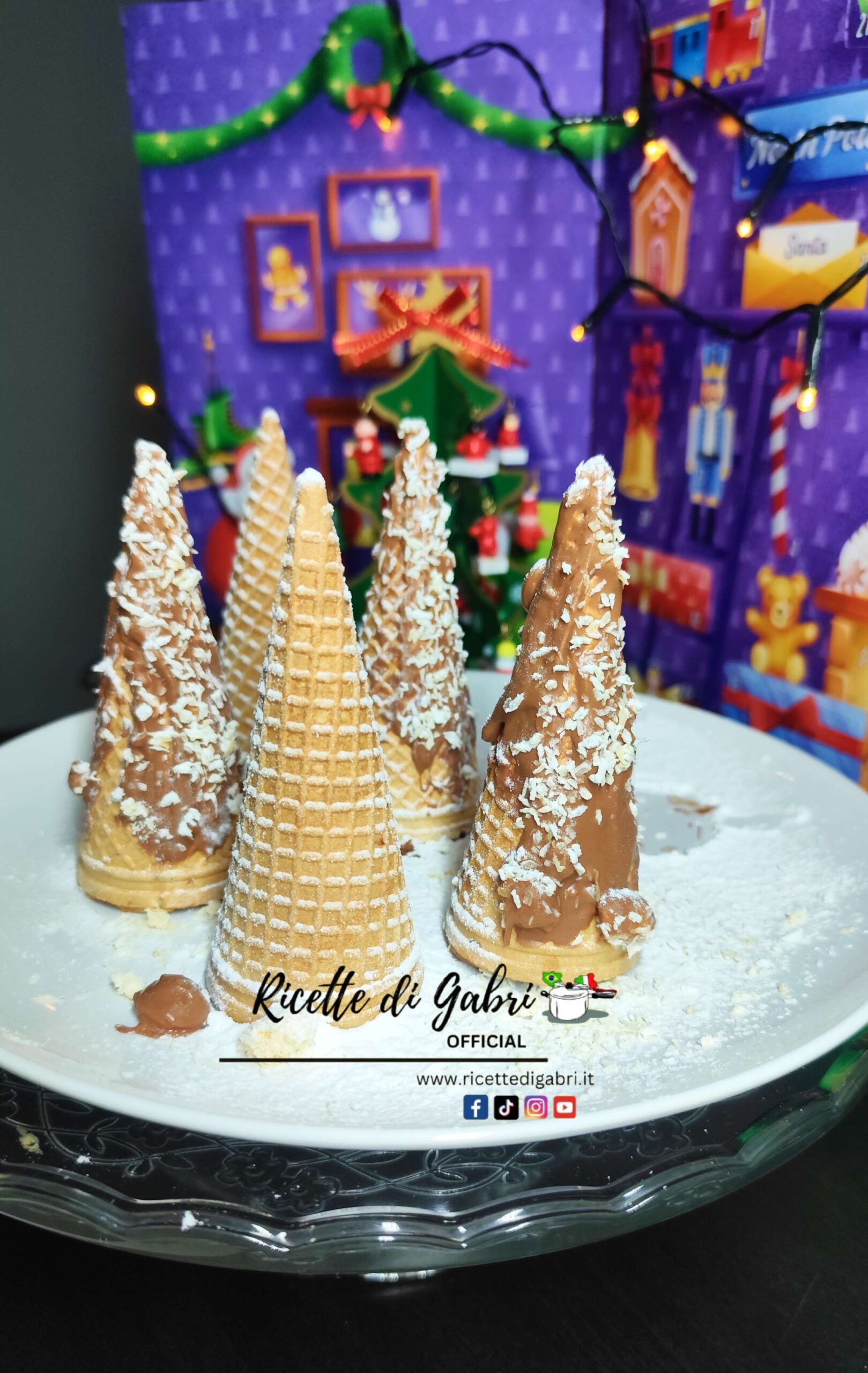 alberelli di natale di cioccolato con cono gelato ricetta facile bambini natale gabri